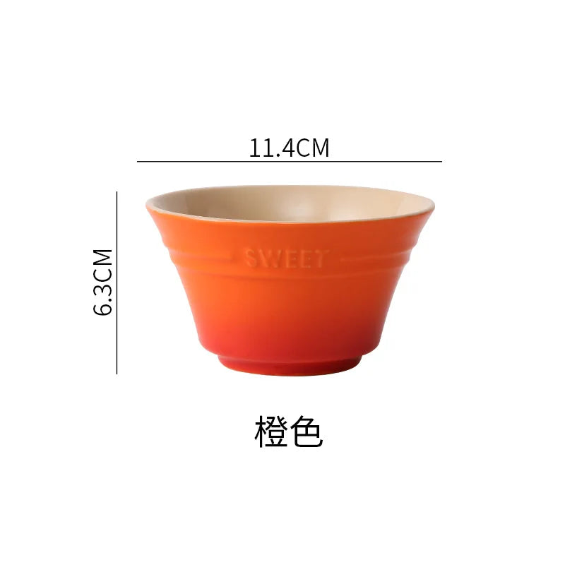 300ML Rainbow Gradient Color Dishes Rice Bowl Tableware Japanese Ramen Bowls Kitchen Dessert Salad Steamed Egg Bowl Tableware Oasis Select Orange