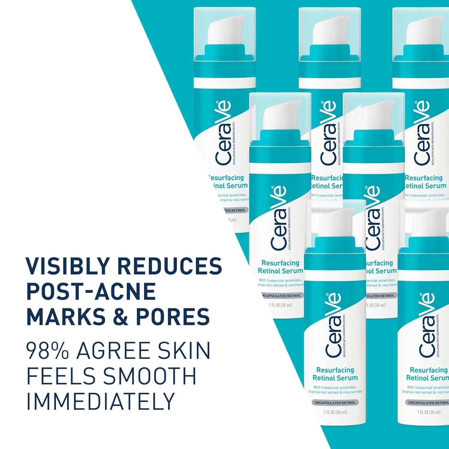 CeraVe Retinol Serum Niacinamide Licorice Root, Skin Smoothing Tone Care, Barrier Repair, Non-Comedogenic For Blemish Prone Skin Oasis Select