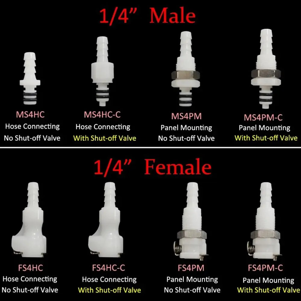 1Pc Disconnect Fitting Coupling Hose Joint Tube Connector Male Female Hose Barb Valved S-series 3/16 1/4 Quick Coupler Oasis Select