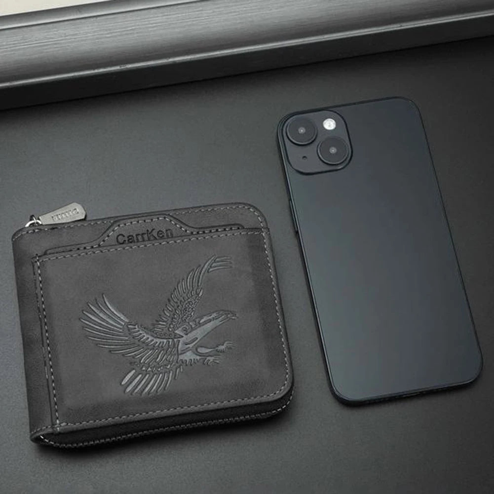 Men's Vintage Eagle-Embossed PU Leather Wallet | Multi Card Slot