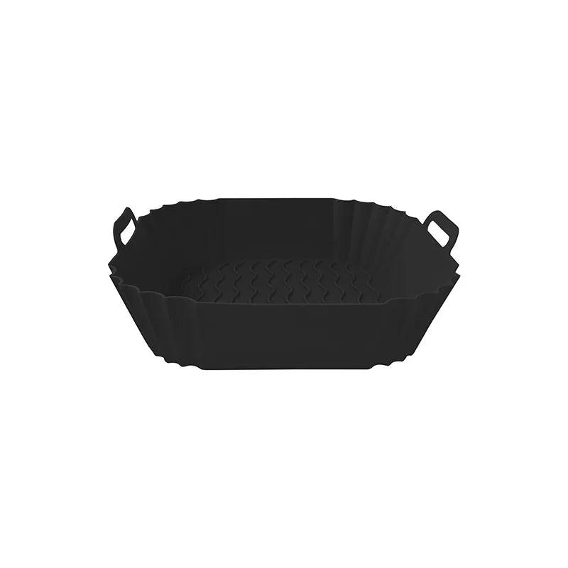 1PC Hot Sale Air Fryer Silicone Baking Tray High Temperature Resistant Foldable Easy Clean Round Silicone Baking Mat Oasis Select black