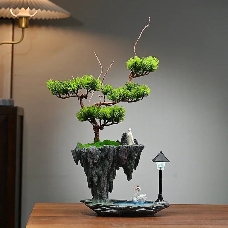 Sky City Simulation Green Plant Welcome Pine Bonsai Decoration Living Room Wine Cabinet Decoration Zen Desk Decoration Oasis Select