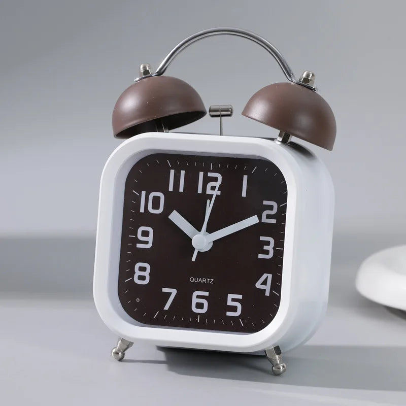 Silent Home Student Specific Desktop Clock Super Loud Dormitory Simple Clock Children with Night Light Boys Single-sided Oasis Select coffee color