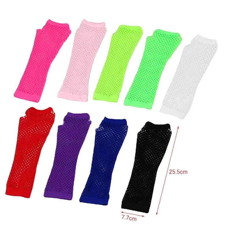 1Pair Women's Long Fingerless Fishnet Mesh Gloves Punk Rock Style Arm Warmers For Night Club Party Fashionable Sexy Gloves Oasis Select