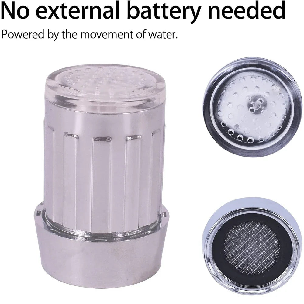 LED Faucet Head Glow Water Saving Stream Light Faucet Aerator Tap Nozzle for Kitchen Bathroom 3-Color Change Automatically Oasis Select