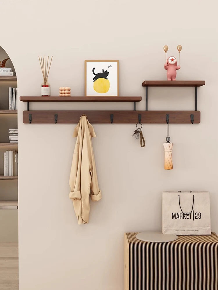 Solid wood clothes hook, multifunctional coat hook on the entrance entrance wall, key hook, wall mounted non perforated row hook Oasis Select