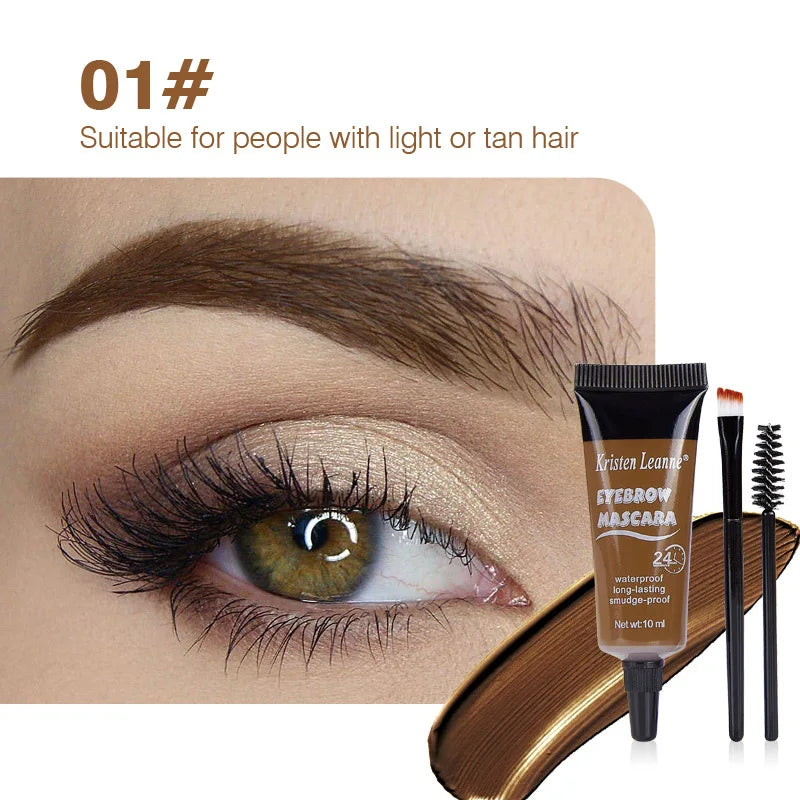 6 Colors Eyebrow Dye Creamt 1pcs - Waterproof Tint Gel with Makeup Brush Long-Lasting Formula Eyebrow Gel & Dye Oasis Select 01