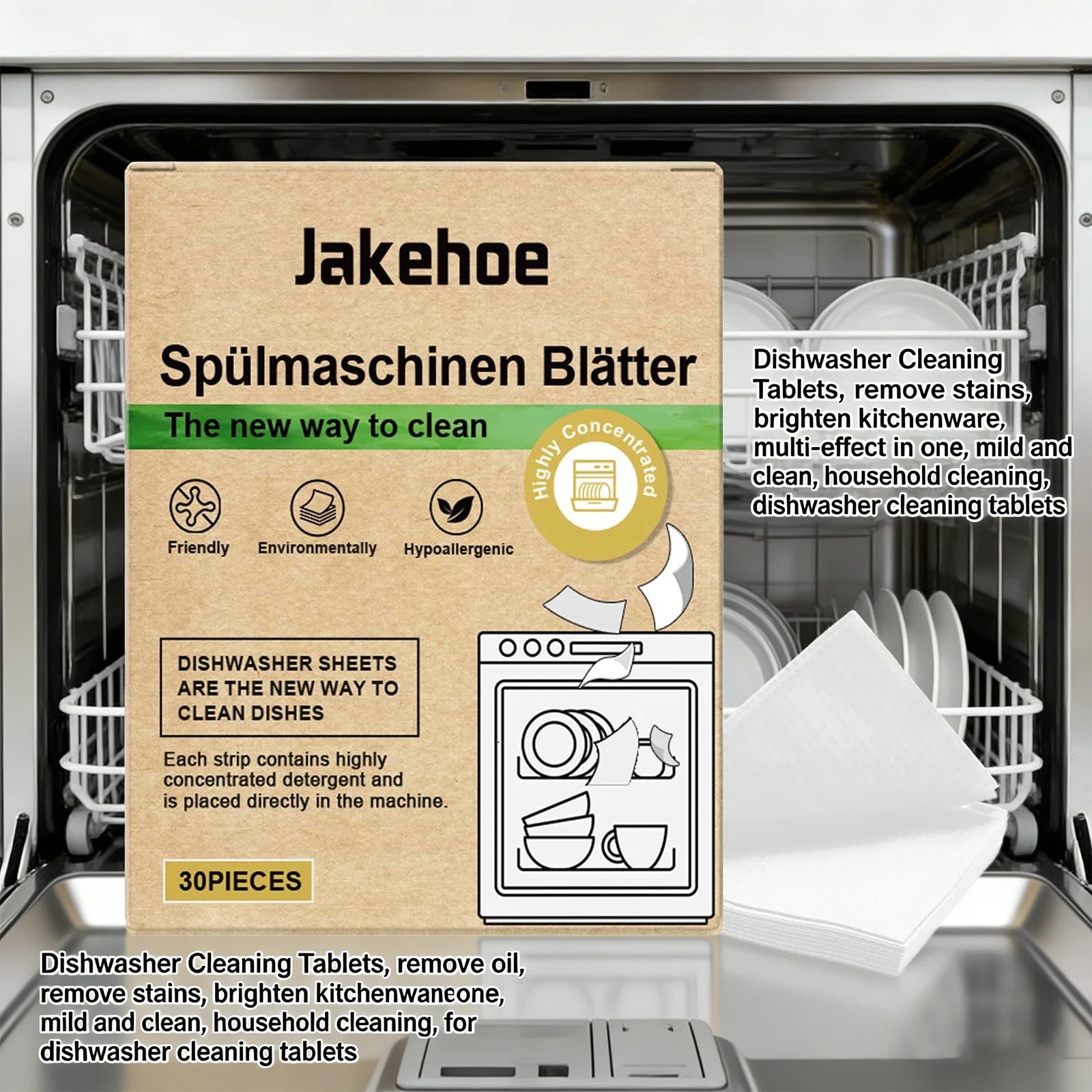 Dishwasher Cleaning Tablets Oil Dirt Removal Descaling Detergent Tablets High Efficient Kitchen Cleaning Tools for Dishwasher Oasis Select