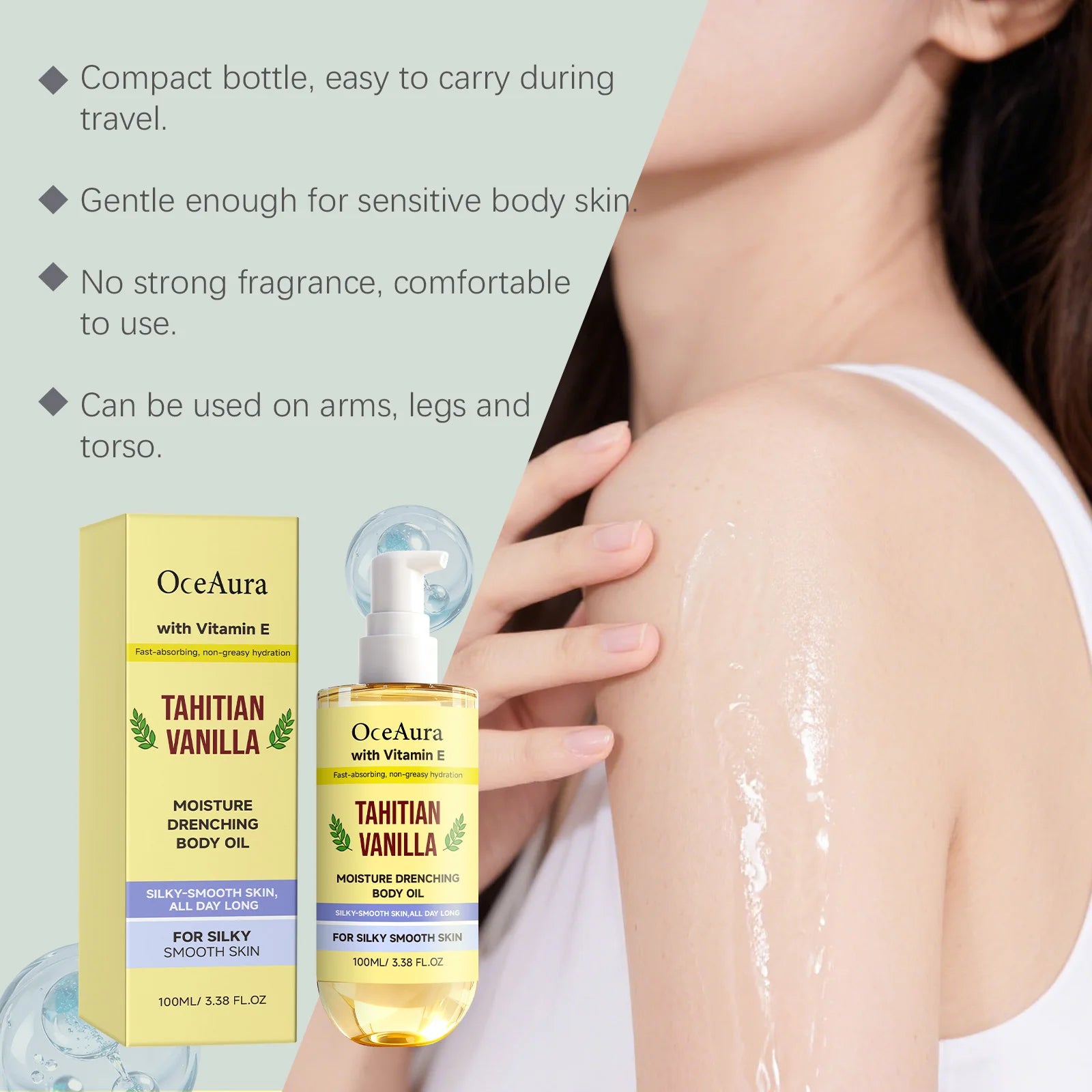 Deep Hydration Body Serum Oil Vanilla Fragrance Lasting Hydrating Fast Absorption Repair Dry Skin Powerful Moisturizing Body Oil Oasis Select