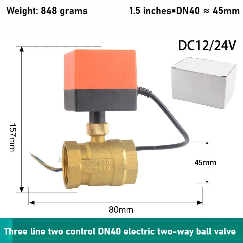 Electric Two-way Ball Valve DN15 20 25 32 40 50 Three Wire Two-point Control 220V 12V 24V Copper Electric Ball Valve Oasis Select DN40 DC12 24V 3 lines 2 controls two-way