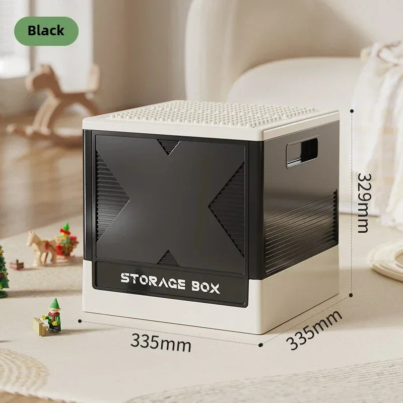 Household large capacity storage box, multifunctional storage box, building block storage box, children's toy storage box Oasis Select black