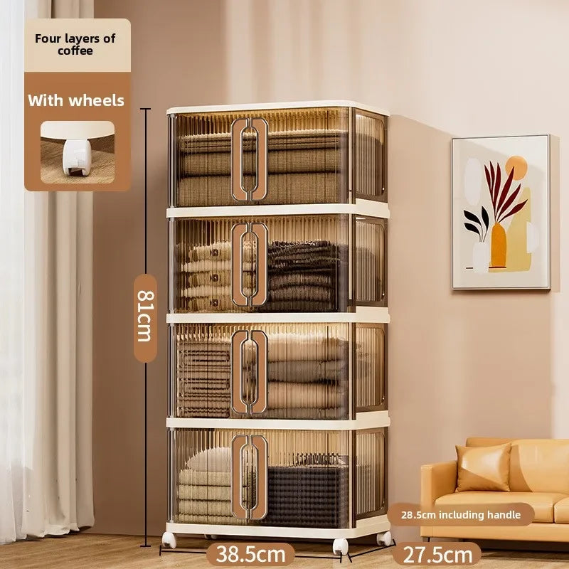 Household folding storage cabinet large capacity double door bedroom clothes toy locker free installation storage box Oasis Select