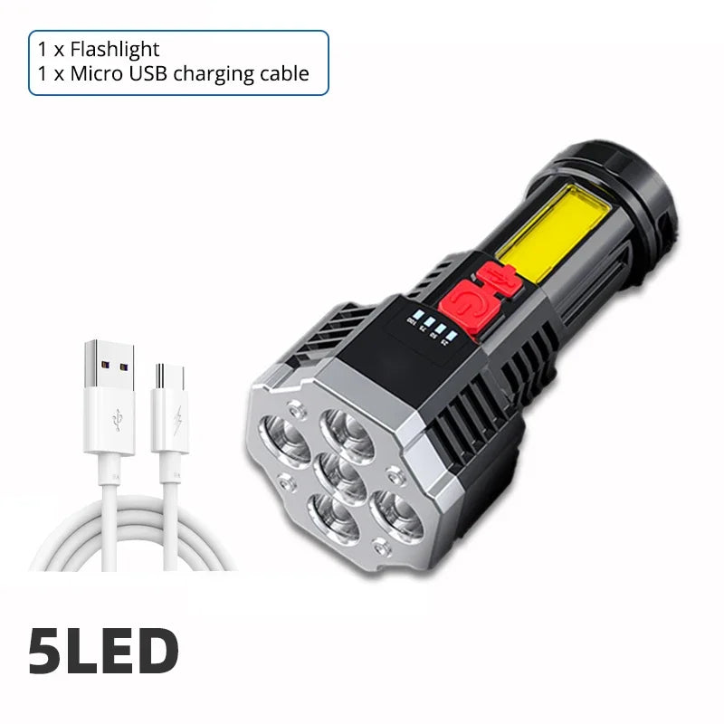 ESMARTER 7LED Rechargeable Flashlight COB Side Light 1000lm