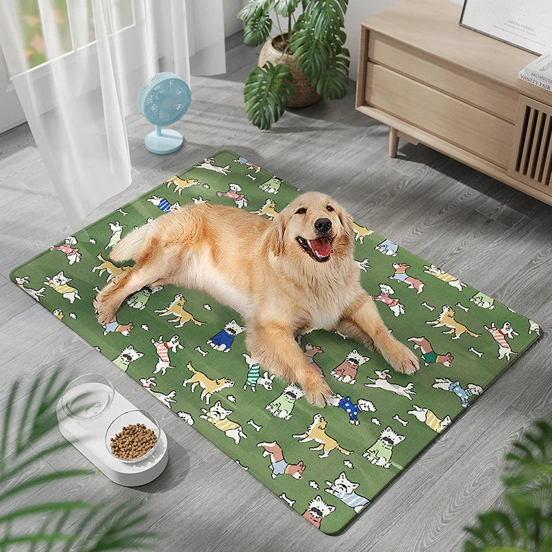 Summer Cooling Ice Silk Mat for Pet - Dog & Cat Nap Mat, Bite Resistant & Moisture - Proof Bed Mat Oasis Select green 50x70cm