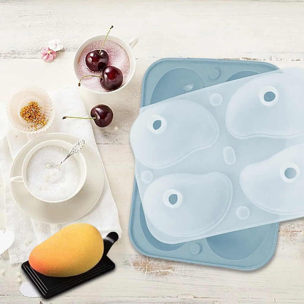 Mousse Molds Silicone 3D Mango Shape Soap Molds Cake Mould 4-Cavity for Jelly Pudding Chocolate Holiday Party Planners Kitchen Oasis Select