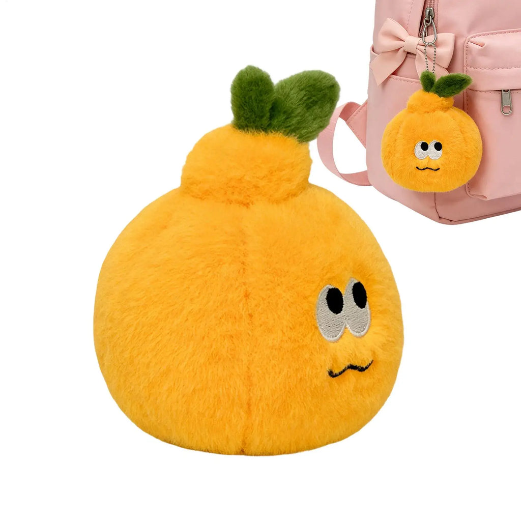 Creative Peeled Orange Plush Keychain Fruit Stuffed Doll Cartoon Orange Keychain With Worm Bag Pendant Plush Keychain Oasis Select
