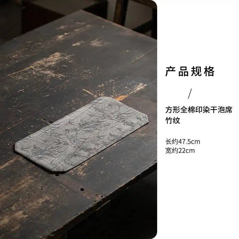 Washable Zen Double-sided Tea Table Dry Bubble Mat Tea Ceremony Accessories Brocade Chinese Style Tea Mat Square Table Pad Oasis Select Mat - Bamboo Pattern Gray