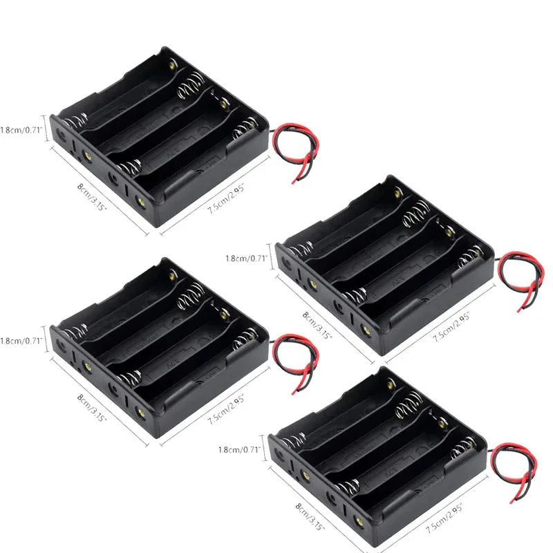 1/5pcs Black Plastic AA LR6 HR6 Battery Storage Case Clip Holder Container 1X 4X 18650 Battery Storage Box Case Wire Lead Pin Aa Oasis Select 4X-4pcs
