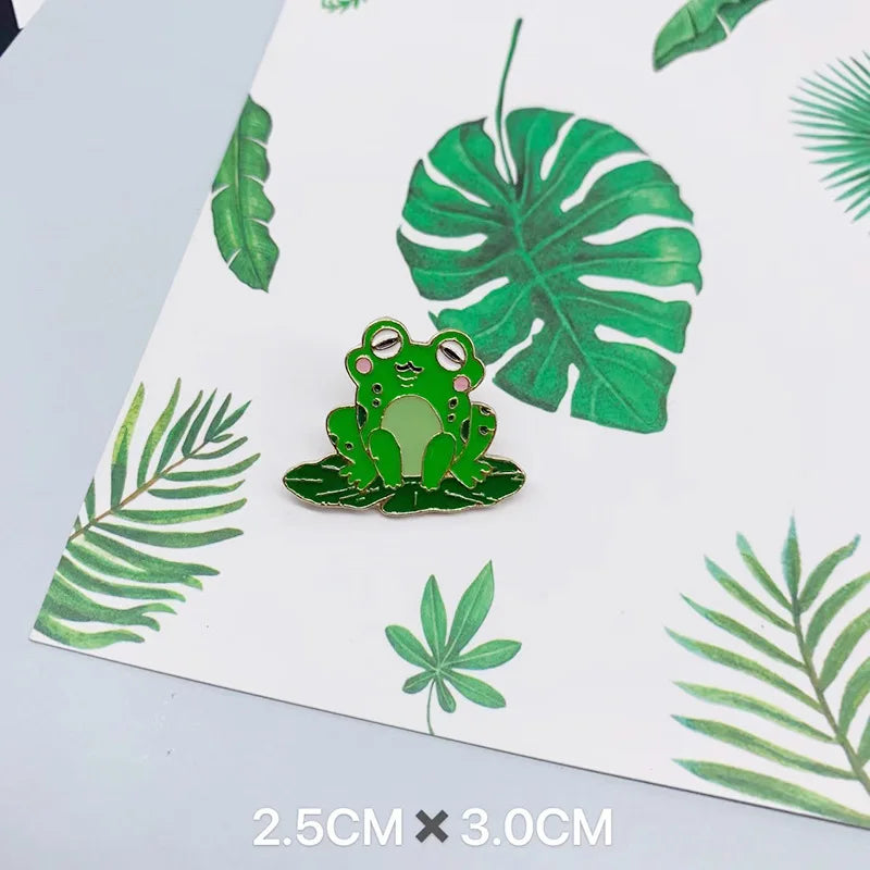 Funny Frog Middle Finger Zinc Alloy Brooch | Cartoon Pin Badge Novelty Brooch Pin Oasis Select Lotus leaf frog
