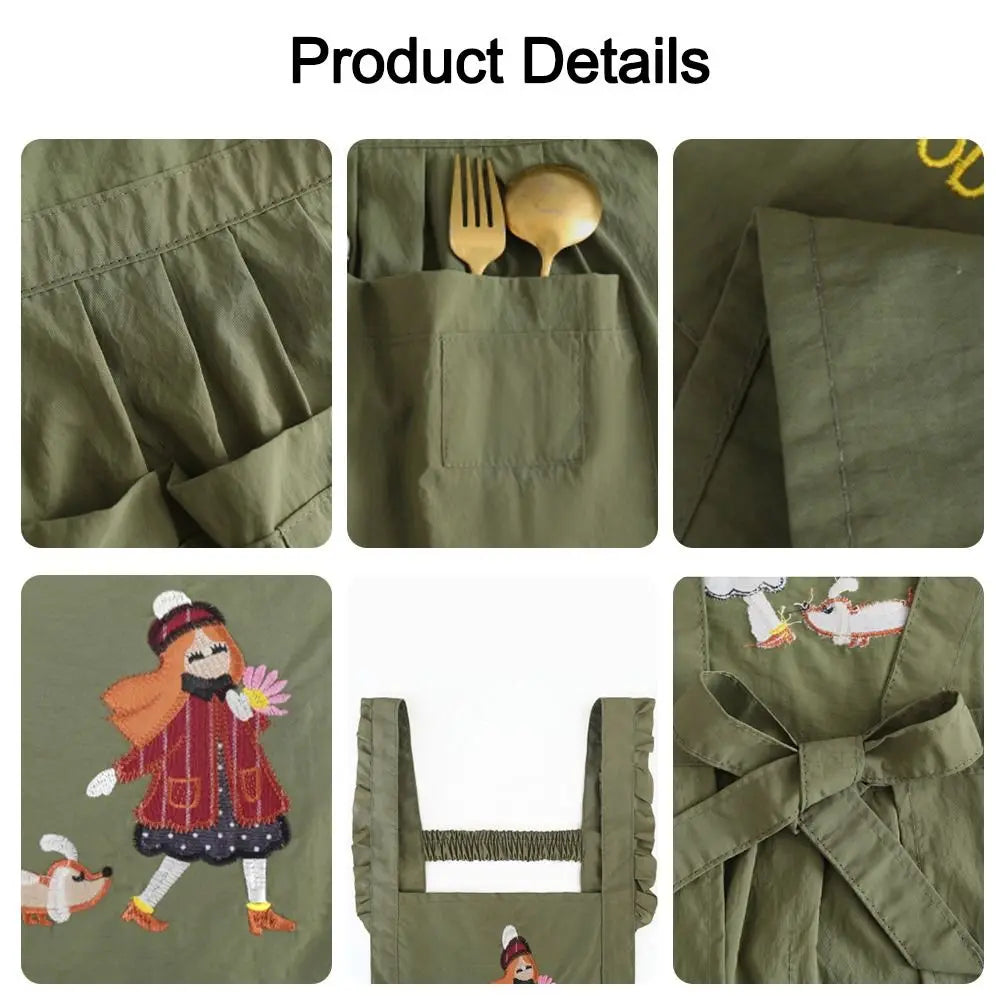 Cartoon Kitchen Apron Princess Style Waterproof Cooking Baking Bibs Cross Back Anti-fouling Florist Shop Work Clothes for Women Oasis Select