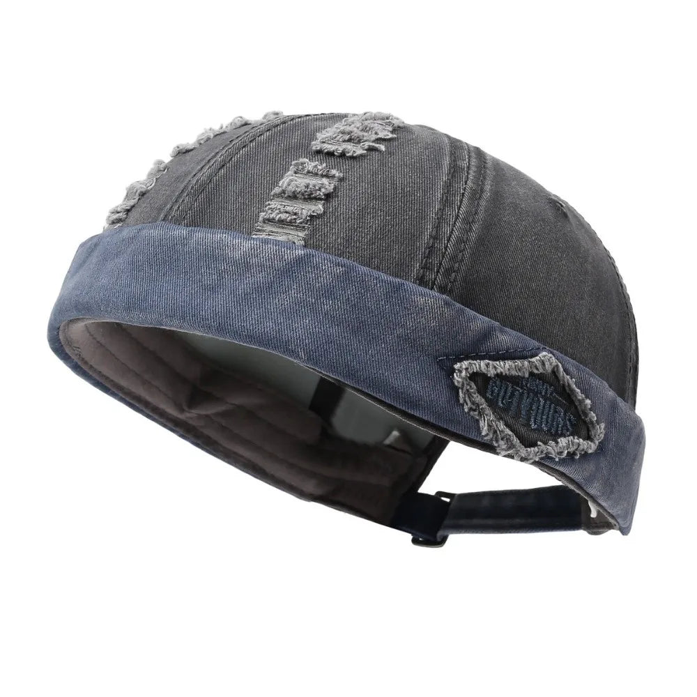 Casual Broken Hole Melon Skin Hat Lightweight Streetwear Hip Hop Cap Sun Protection Quick Drying Skullcap Outdoor Oasis Select Dark Grey