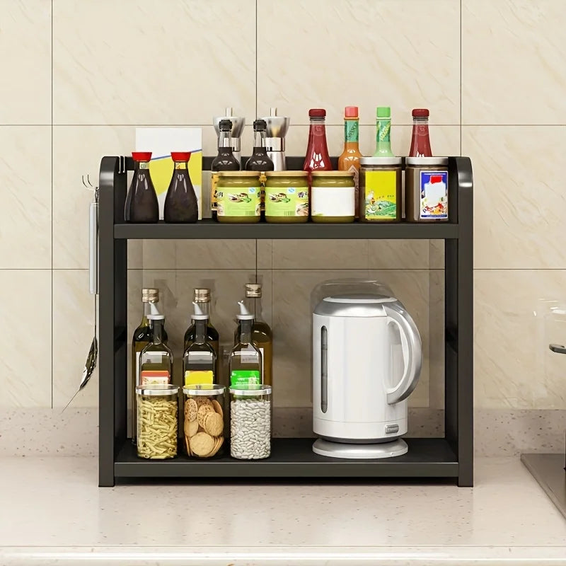 1pc 2-Tier Metal Countertop Shelf - Space Saving Organizer for Coffee, Mugs & Condiments, Rustproof Kitchen Rack Oasis Select