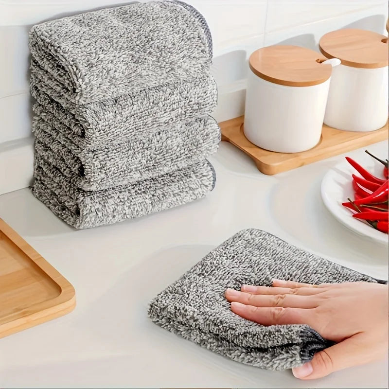 10/20PCS Super Absorbent Dishwashing Towels, Cloths, Cleaning Cloths - Thick Quick Drying Bamboo Charcoal Fiber Car Wash Cloth Oasis Select