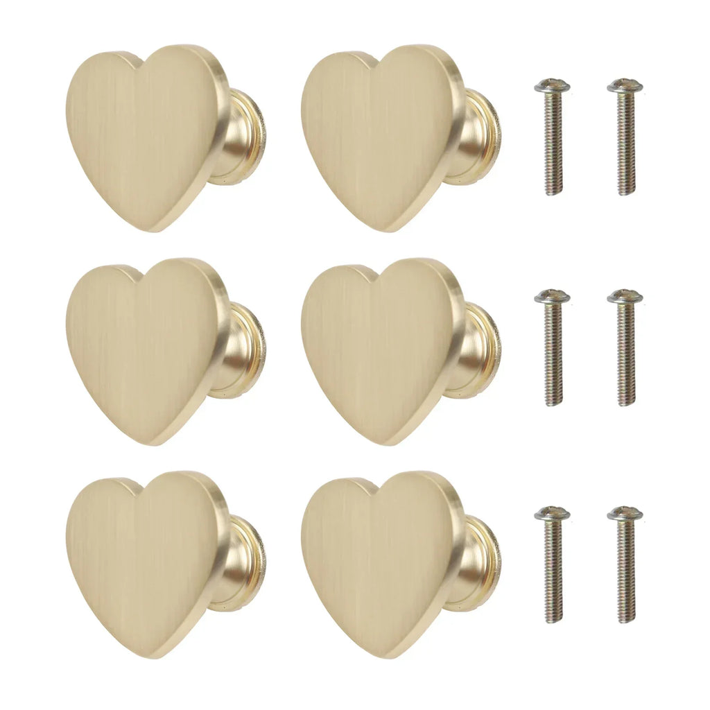 6 Heart Shaped Zinc Alloy Cabinet Knobs with Screws for Furniture Handles Suitable for Drawers Closets Wardrobes and Cupboards Oasis Select China Mainland