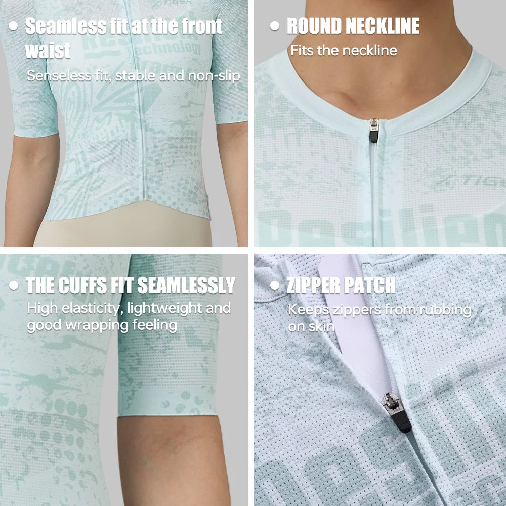 X-TIGER Cycling Jersey Women High Quality Breathable Bicycle Race Tops Short Sleeve 3 Pocket Fashionable MTB Road Bike Jersey Oasis Select