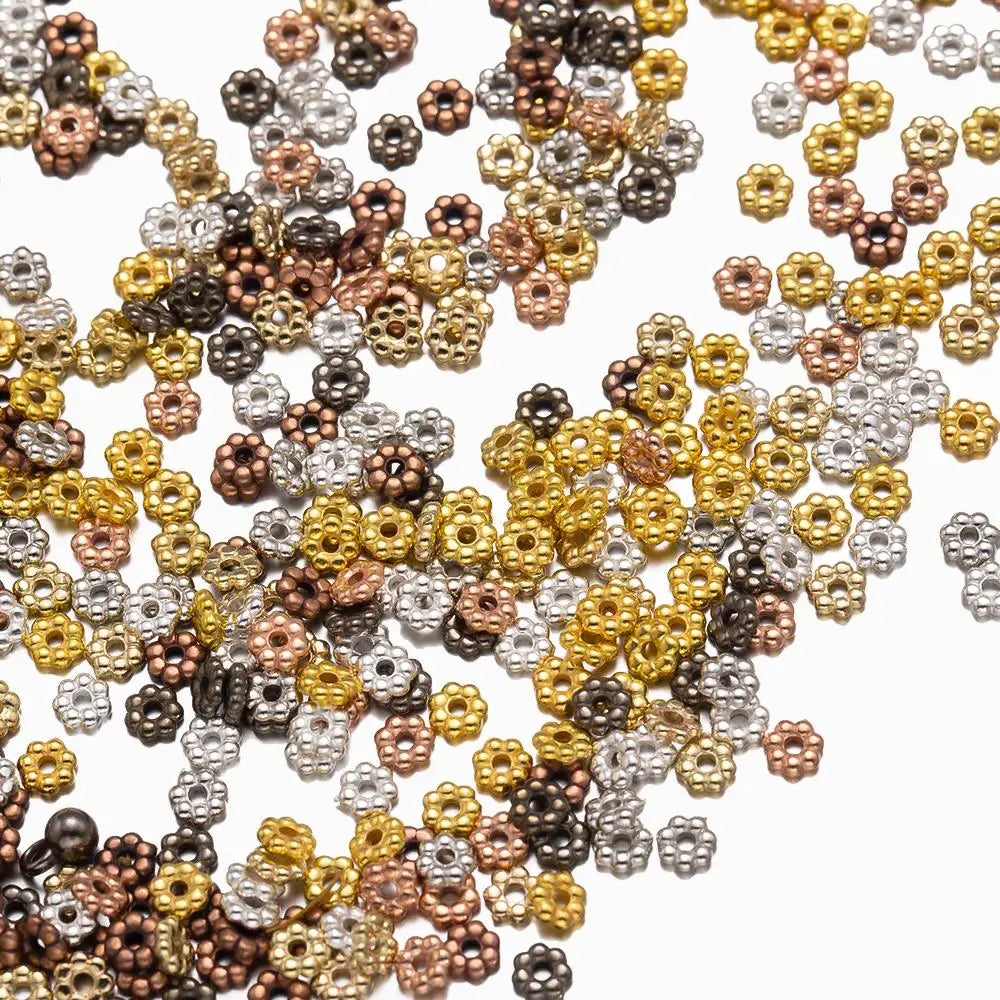 500pcs/Lot 4mm Flower Spacer Loose Beads for DIY Bracelet Necklace Jewelry Making Supplies Findings Accessories Materials Crafts Oasis Select