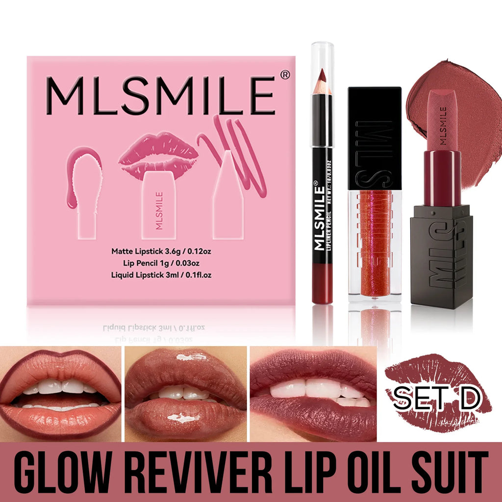 MLSMILE Matte Lipstick Set – Velvet Lip Glaze & Liner Kit Lip Makeup Kit Oasis Select D Full Size