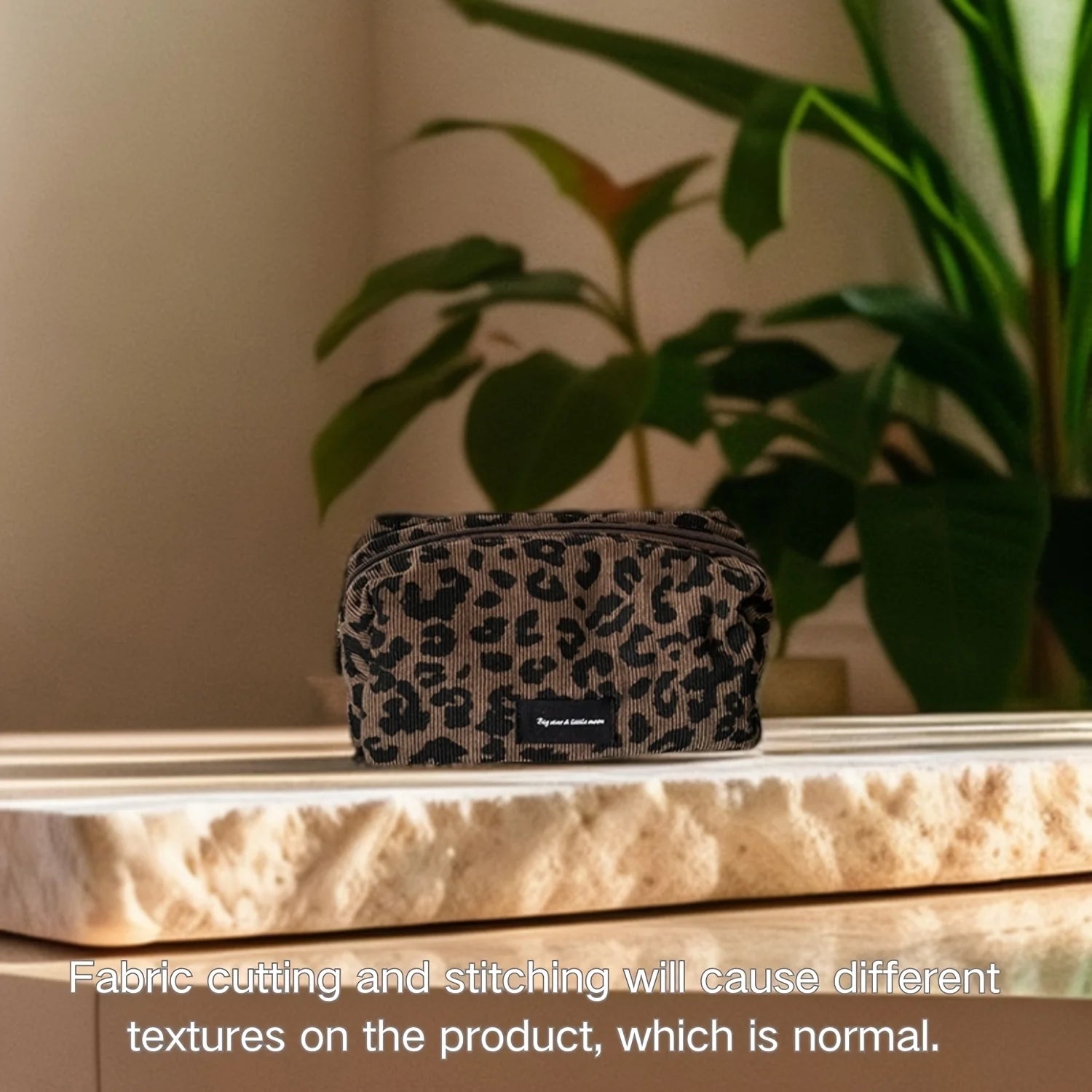 1PC Brown Leopard Print Cosmetic Bag Zipper Makeup Pouch Travel Toiletry Storage Bag Oasis Select