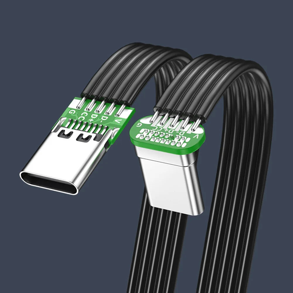 90° Angled Flat Silicone USB-C Cable | 65W Fast Charging
