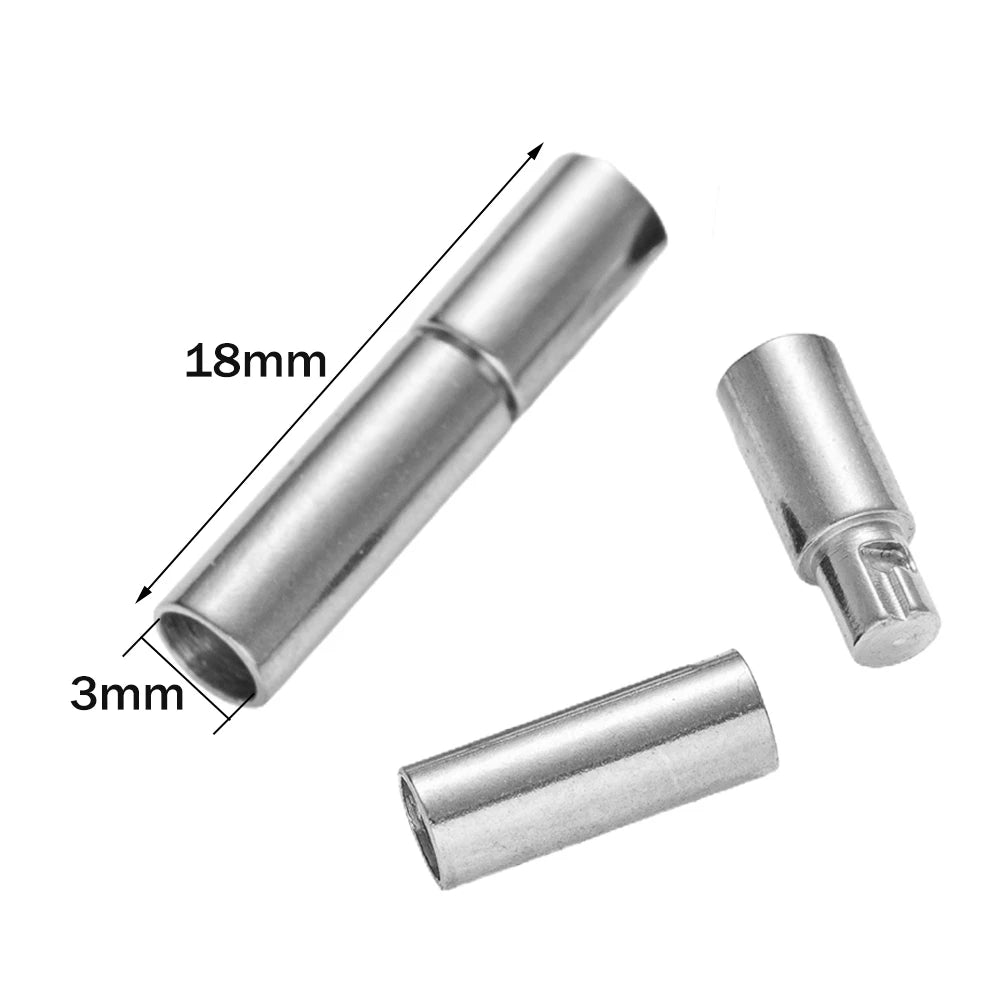 5pcs 304 Stainless Steel Cord End Caps Bayonet Clasps 1/2/3mm Hole Leather Rope Buckle for DIY Bracelet Necklace Jewelry Making Oasis Select Steel 3.0mm