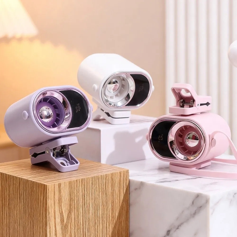 4 Speeds Small Clip On Fan Silent Operation 199 Speeds Adjustable Mini Electric Fan 360° Rotation with Light And Lanyard Oasis Select