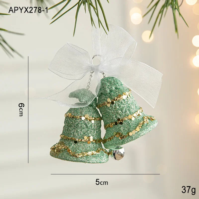Christmas Painted Green Cone Balls Hanging Pendants Merry Christmas Tree Decoration for Home Xmas Ornament Gift Navidad Oasis Select bell