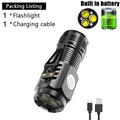 3LED Super Bright Flashlight Portable Mini Burst Flash Torch Rechargeable Outdoor Emergency Spotlight with Pen Clip Tail Magnet Oasis Select 1pc