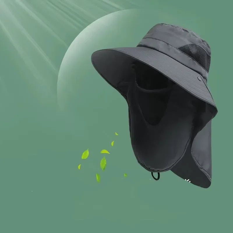 Summer Sun Hats UV Protection Outdoor Hunting Fishing Cap For Men Women Hiking Camping Visor Bucket Hat Neck Flap Fisherman Hat Oasis Select