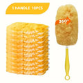 Single-sided 360 ° electrostatic precipitator for cleaning dust spider web cleaning disposable feather duster roof and desktop Oasis Select 1 handle10PCS