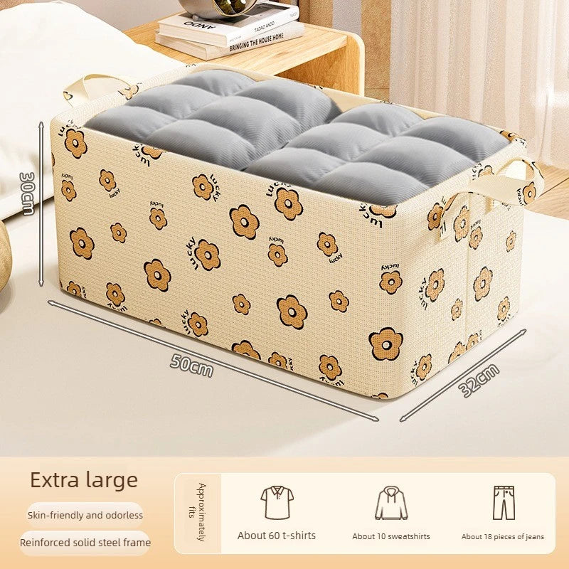 New Upgraded Steel Frame Storage Box,Foldable Clothes Organizer with Lid, Dustproof Moisture-Proof Wardrobe Basket, Home Storage Oasis Select