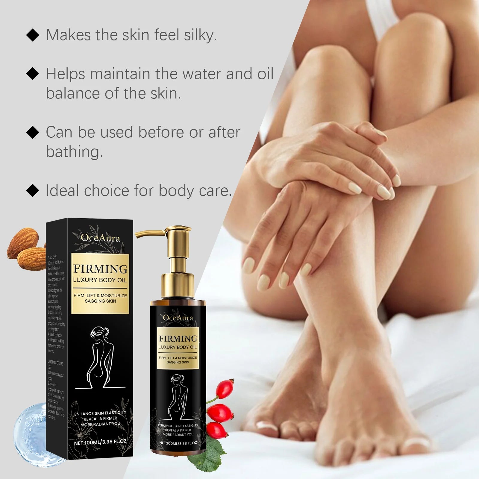 Firming Anti Cellulite Moisturizing Body Oil Sagging Skin Tightening Anti-Aging for Body Refreshing Hydrate Firming Body Oil Oasis Select