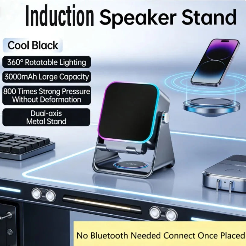 Auto-induction Wireless Bluetooth 5.3 Speaker 5 In 1 Dual Mode RGB Lights HIFI Sound Portable Phone Holder for Indoor Outdoor Oasis Select