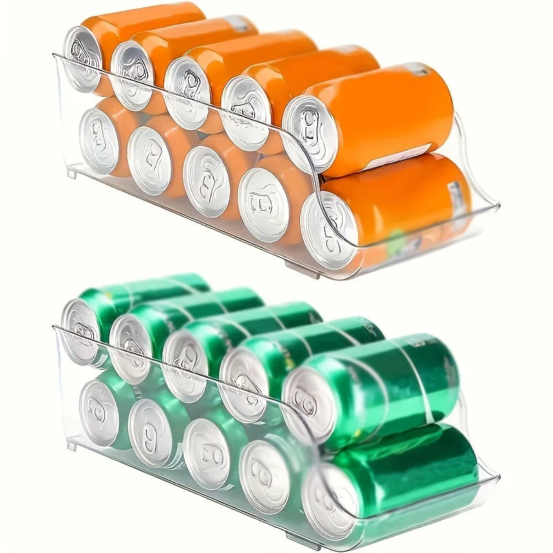 Household Refrigerator Storage Box, Kitchen Refrigerator Large Capacity Stacked Storage Rack, Organizing Water, Snacks, and Cans Oasis Select clear-2pcs