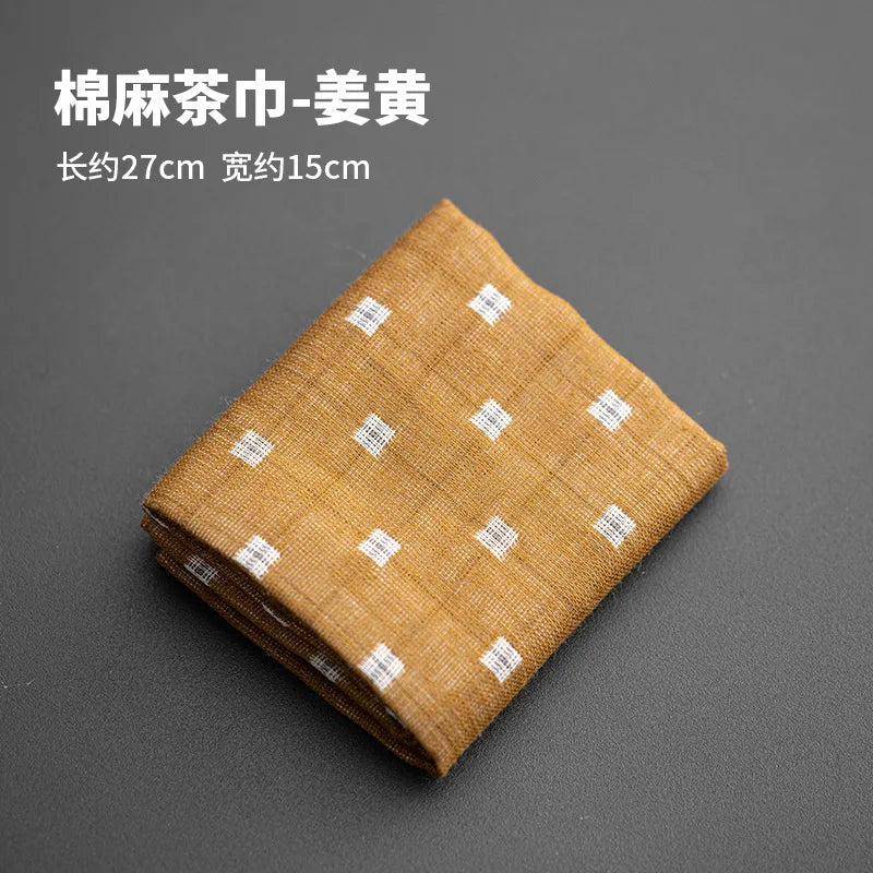 Japanese Handmade Cotton Linen Absorbent Tea Towel Tea Mat Tea Cloth Tea Tablecloth Zen Tea Table Cloth Oasis Select Tea Towel - Turmeric