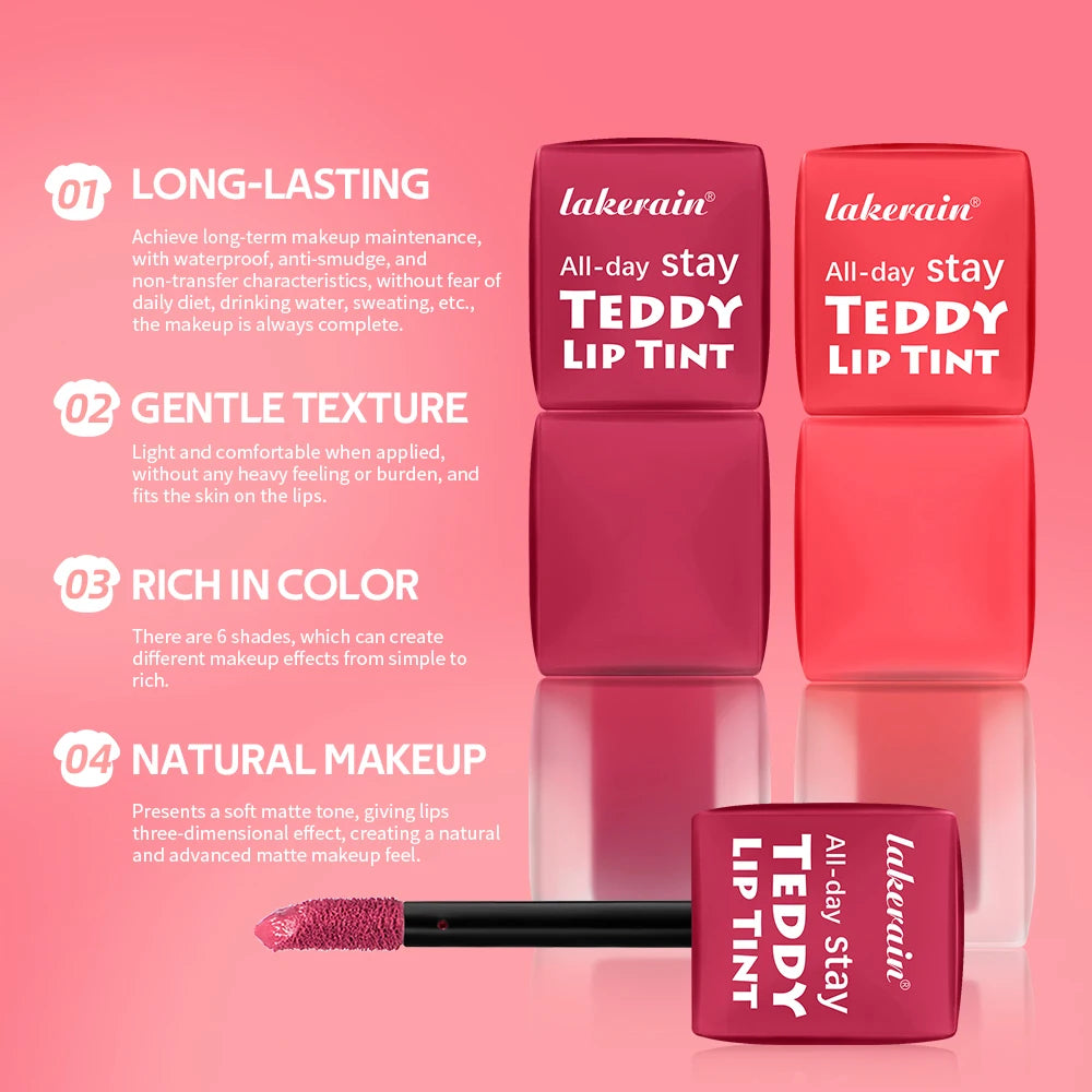 12H Matte Lip Stain Tint 6 Shades Waterproof Long Lasting Lip Gloss Anti-Smudge Non-Transfer Soft Lip Glaze Beauty Makeup Oasis Select