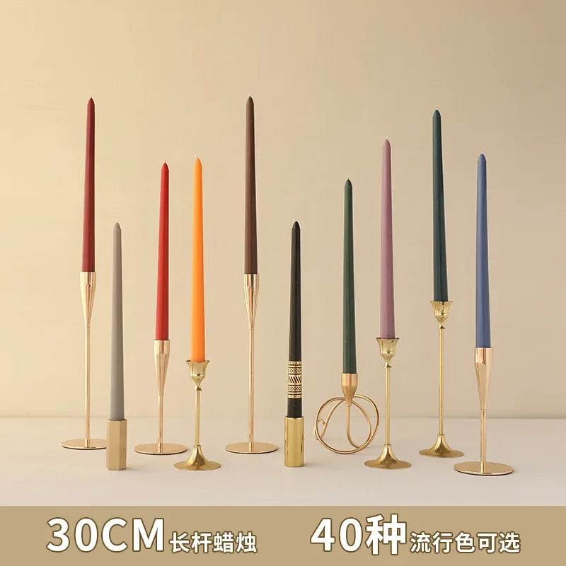 30CM Long Pole Candle Romantic Wedding Candlelight Dinner Non-smoking Morandi Banquet Gradient Pole Wax Decoration Oasis Select
