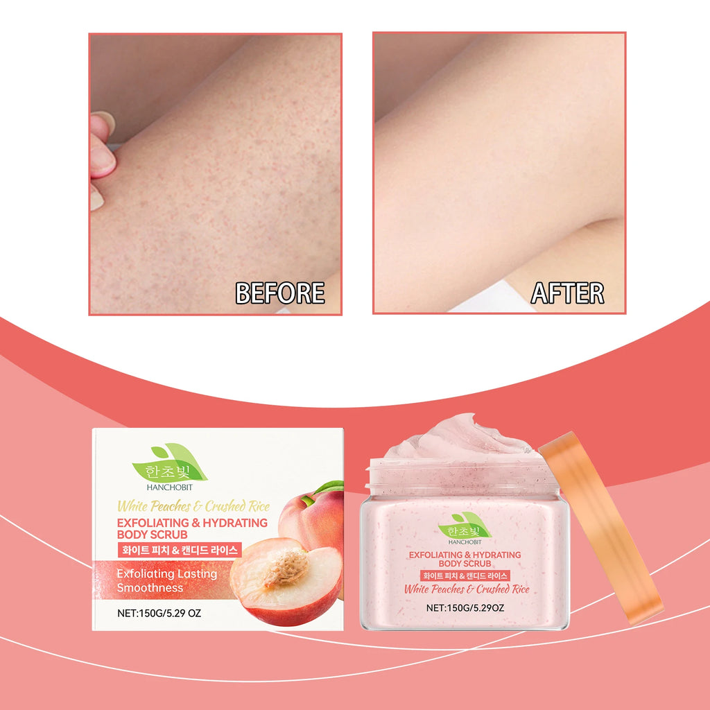 Hanchobit White Peach Rice Body Scrub – Brighten & Exfoliate Body Scrub Oasis Select