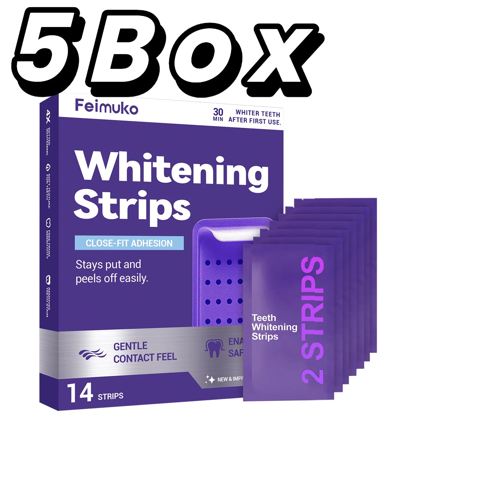 Purple Teeth Brightening Strips – Mint, Enamel Safe | 14 Strips