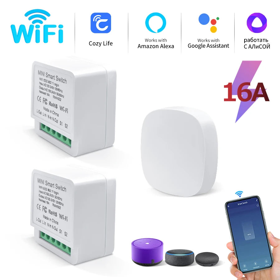 Smart WiFi Switch 16A – Alexa, Google Home & CozyLife App Smart WiFi Switch Oasis Select 2Receiver 1Switch