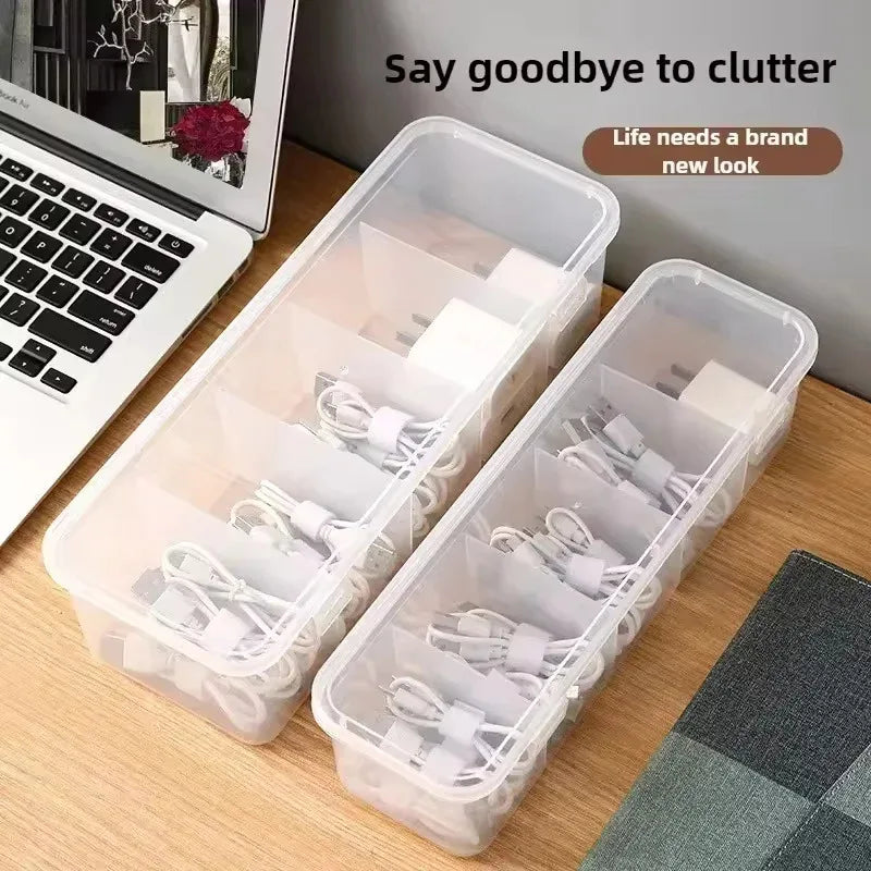 Transparent Cable Storage Box, Compartment Organizer With Lid, Dust-Proof Tidy For Use In Office And Home Oasis Select